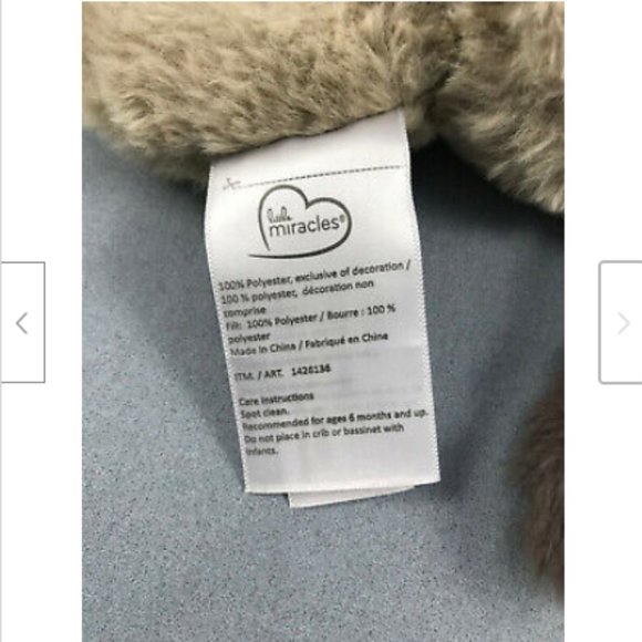 Little Miracles Brown Rabbit Bunny Dog Puppy Plush Rattle Ring Washable Baby Toy - Picture 5 of 5